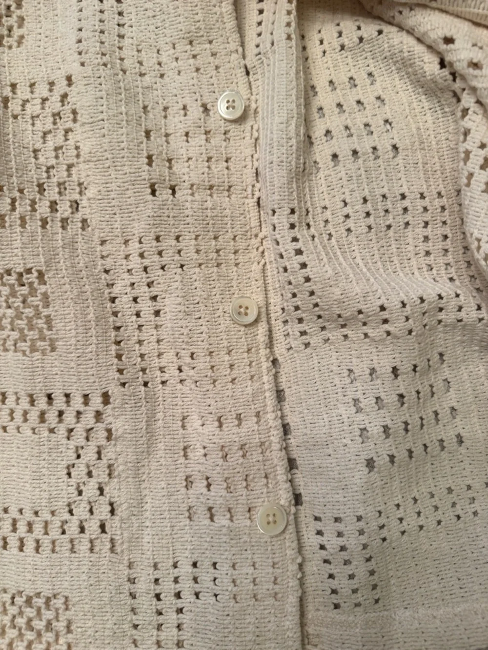 Todd Snyder  Open-Knit Long-Sleeve Cabana Shirt in Chalk. Made in Italy. Medium - Picture 5 of 7